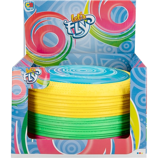 EXPOSITOR 24 DISCOS VOLADORES LETS FLY TRANSPARENTES 26 CM image 0