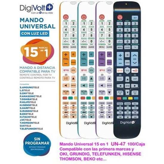 MANDO A DISTANCIA UNIVERSAL 15 EN 1 UN47 DIGIVOLT image 0