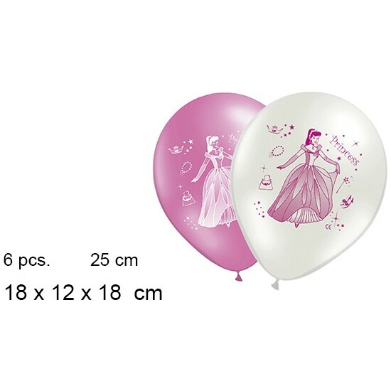 BOLSA SOLAPA 6 GLOBOS 25CM PRINCESS image 0