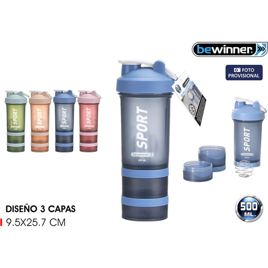 BOTELLA SPORT AGUA 500ML C/2 DEPTARTAMENTOS BEWINNER - SURTIDOS image 0