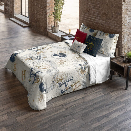 FUNDA NÓRDICA CON BOTONES 100% ALGODÓN MODELO HARRY POTTER GOLD BEIGE PARA CAMA DE 135/140 (220X240 CM) image 0