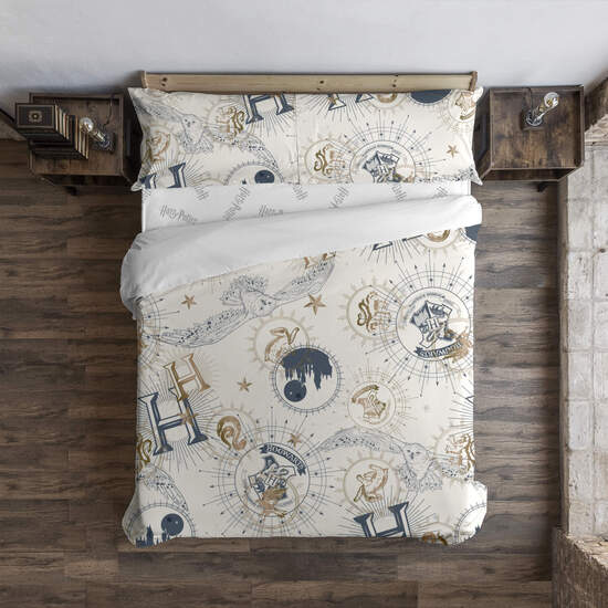 FUNDA NÓRDICA CON BOTONES 100% ALGODÓN MODELO HARRY POTTER GOLD BEIGE PARA CAMA DE 135/140 (220X240 CM) image 1