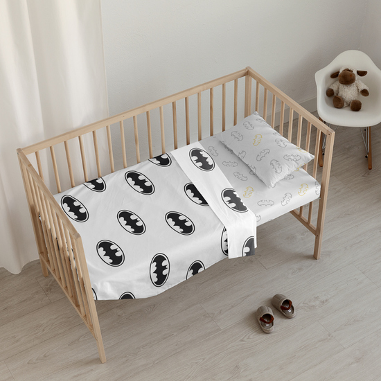 JUEGO DE SÁBANAS CON ALMOHADA Y BAJERA ESTAMPADAS 100% ALGODÓN MODELO BATMAN BASIC PARA CAMA DE 180. image 2