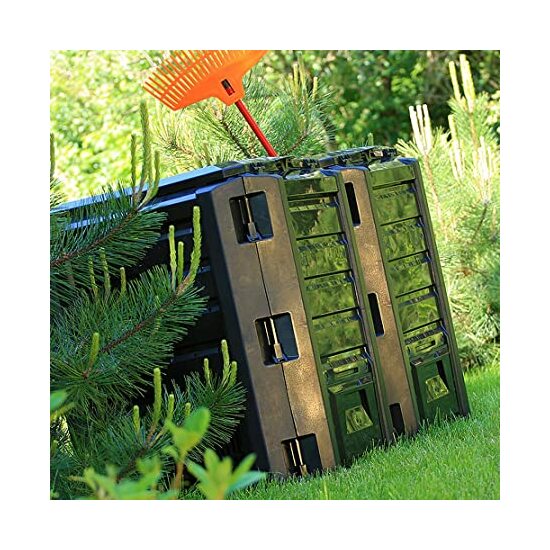 COMPOSTADOR JARDÍN SET DE 2 NEGRO TOTAL 261X72X83CM 1600L image 2