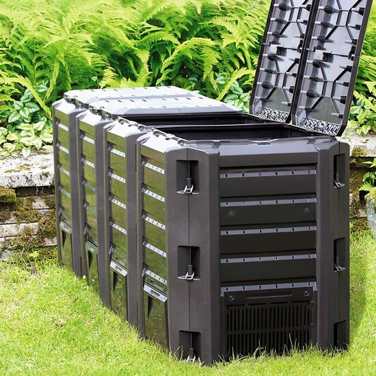 COMPOSTADOR JARDÍN SET DE 2 NEGRO TOTAL 261X72X83CM 1600L image 3