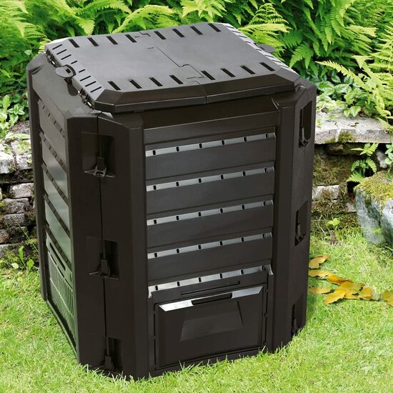 COMPOSTADOR JARDÍN SET DE 2 NEGRO TOTAL 261X72X83CM 1600L image 6