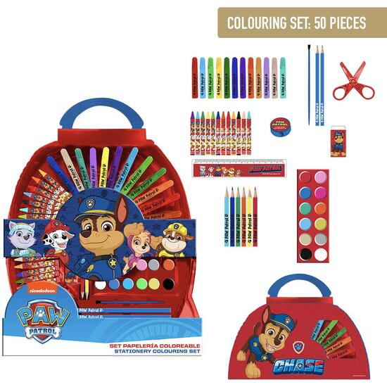 SET PAPELERÍA COLOREABLE 50 PIEZAS PAW PATROL image 0