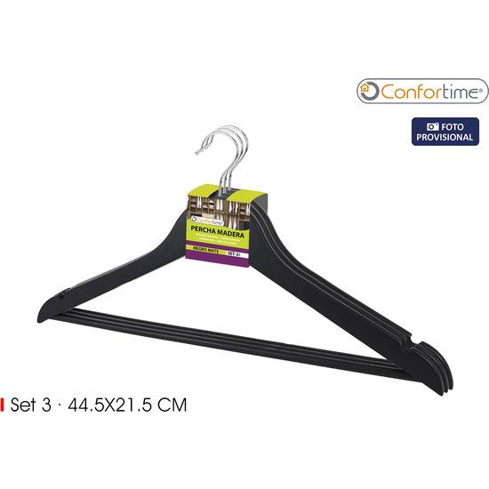 SET 3 PERCHAS MADERA NEGRA 44.5X21.5C CONFORTIME image 0
