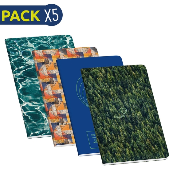 PACK 5 CUADERNOS AMBAR CYCLE ECO SURTIDAS A4 - 48 HOJAS RAYADO image 0