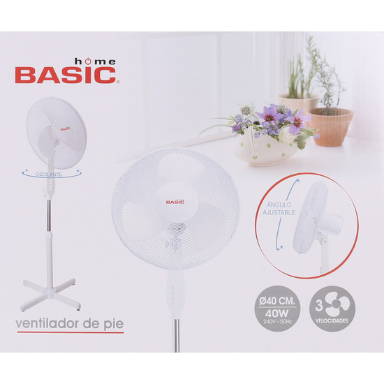 VENTILADOR CON PIE 40CM40W3VEL. BASIC HOME image 1