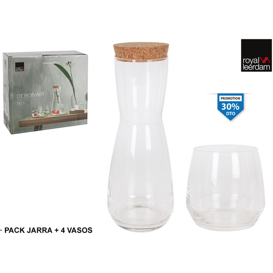 SET 4 VASOS + JARRA CON CORCHO DEBONAIR image 0