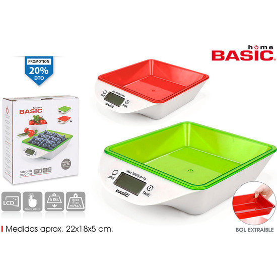 BASCULA COCINA DIGITAL 5KG BASIC HOME image 0