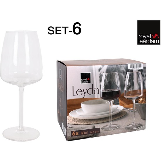 SET 6 COPAS VINO 43CL LEYDA image 0