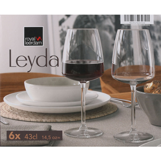 SET 6 COPAS VINO 43CL LEYDA image 1