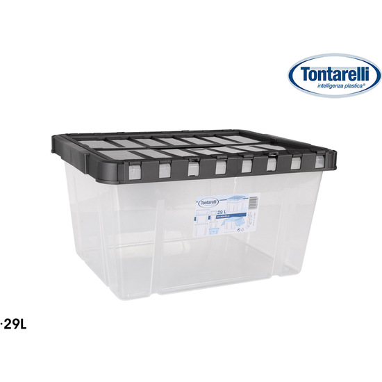 CAJA ALMACENAJE C/TAPA DOBLE 29L DOUBLE TRANSPARENTE/ANTRACITA image 0