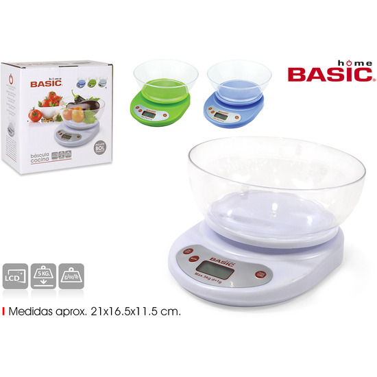 BASCULA COCINA DIGITAL 5KG C/BOL BASIC HOME image 0