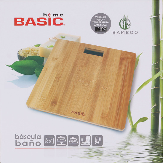 BASCULA BAÑO DIGIT.150KG RECT.BAMBU BASIC HOME image 3