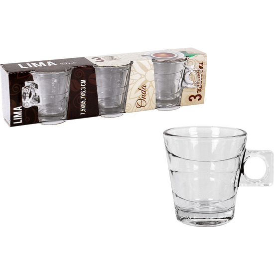 SET 3 TAZAS CAFE 8 CL LIMA ONDA image 0