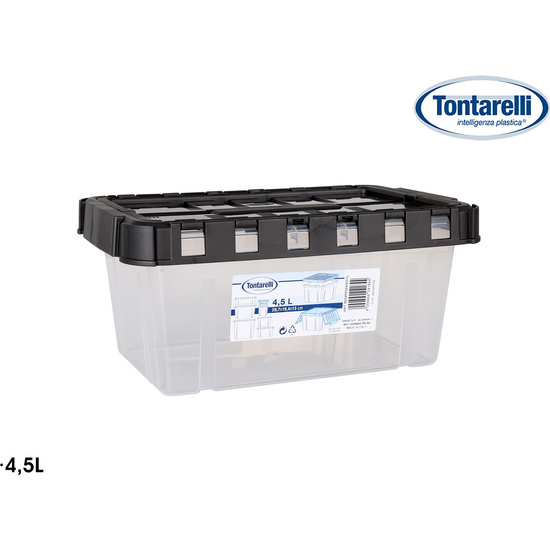 CAJA ALMACENAMIENTO C/TAPA DOBLE 4 5L DOUBLE TRANSPARENTE/ANTRACITA image 0