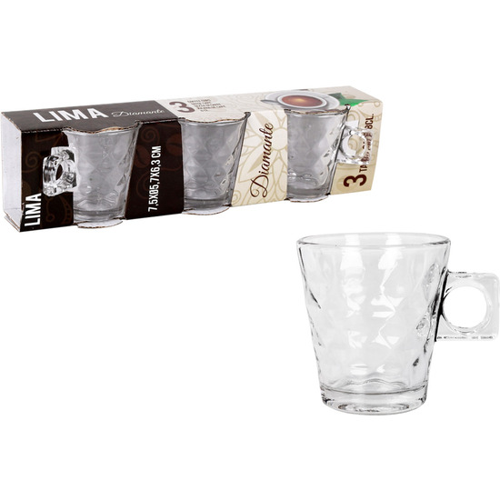 SET 3 TAZAS CAFE 8 CL LIMA DIAMANTE image 0