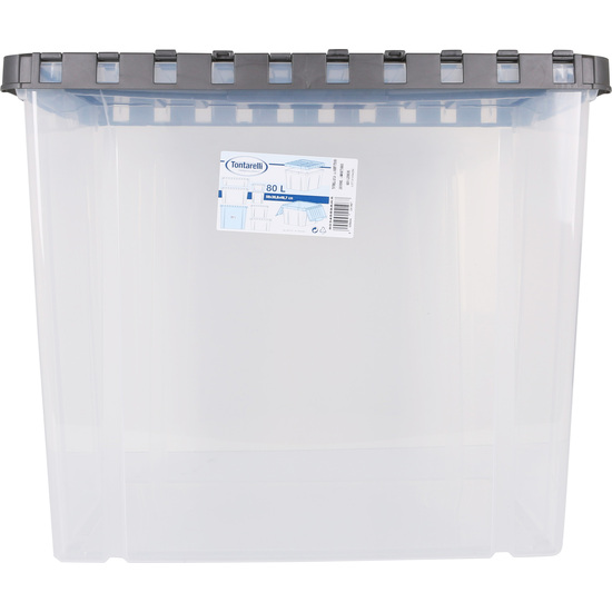 CAJA ALMACENAJE C/TAPA DOBLE 80L DOUBLE TRANSPARENTE/ANTRACITA image 1