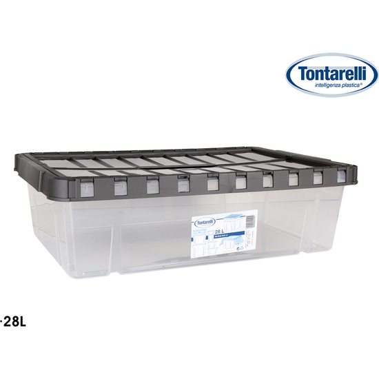 CAJA ALMACENAJE C/TAPA DOBLE 28L DOUBLE TRANSPARENTE/ANTRACITA image 0