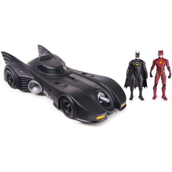 VEHICULO BATMOBILE + FIGURAS FLASH Y BATMAN DC COMICS 10CM image 0