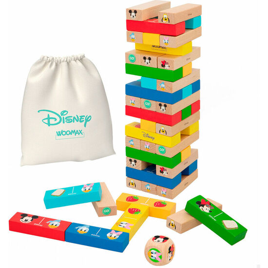 JUEGO TORRE BLOQUES + DOMINO MADERA DISNEY image 1