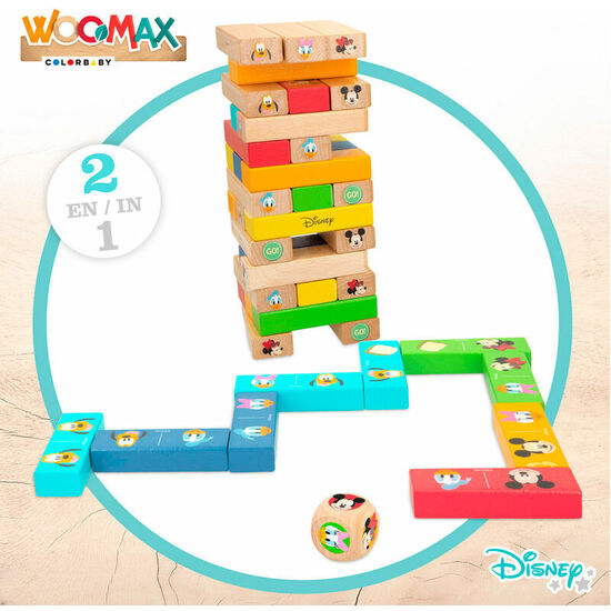 JUEGO TORRE BLOQUES + DOMINO MADERA DISNEY image 2