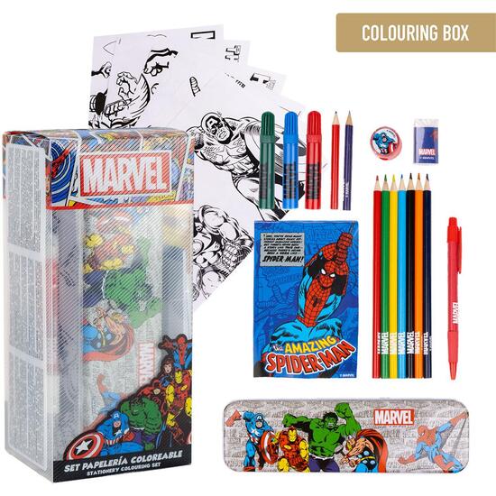 SET PAPELERÍA COLOREABLE MARVEL image 0