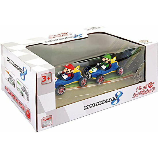 BLISTER 2 COCHES PULL SPEED MARIO + LUIGI MARIO KART 8 image 0