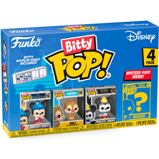 BLISTER 4 FIGURAS BITTY POP DISNEY SORCERER MICKEY image 0