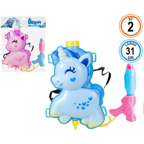 PISTOLAS AGUA CON TANQUE DE UNICORNIO 28X26CM - 2 SURTIDOS image 0