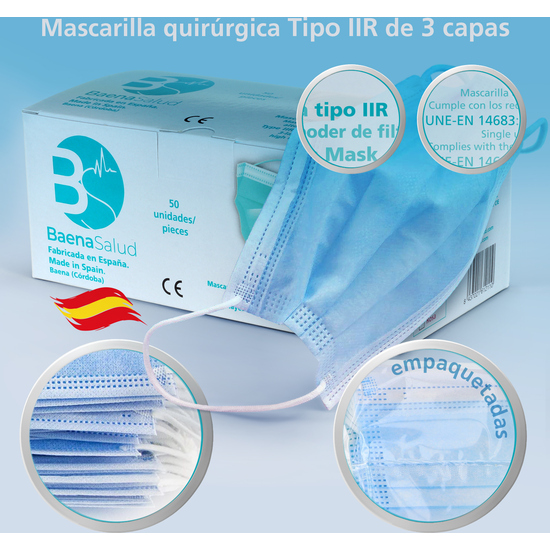 150 MASCARILLAS HIGIÉNICAS MASCARILLAS QUIRÚRGICAS DESHECHABLES, TIPO IIR, EN COLORES MIXTOS, FILTRACIÓN (BFE) 98%, HECHAS EN ESPAÑA image 4
