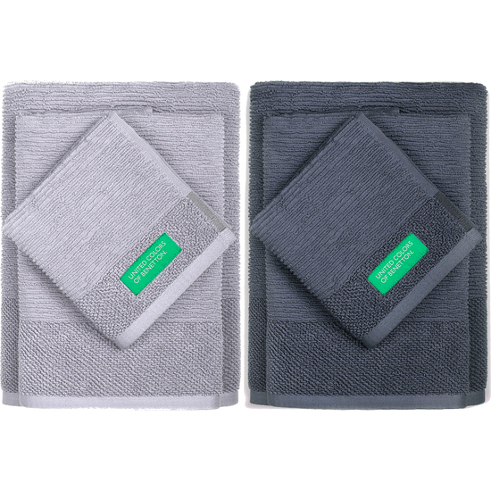 PACK 6 TOALLAS DE BAÑO - 2X 30X50CM MÁS 2X 50X90CM MÁS 2X 70X140CM - ALGODÓN EN COLOR GRIS Y GRIS OSCURO CASA BENETTON image 0