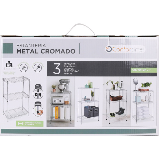 ESTANTERIA CROMADA 3 NIVELES 50X30X70CM image 1