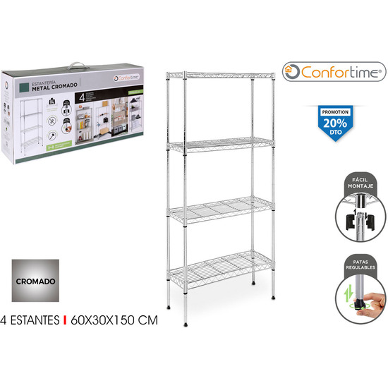 ESTANTERIA CROMADA 4 NIVELES 60X30X150CM image 0