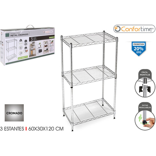 ESTANTERIA CROMADA 3NIV 60X30X120CM image 0