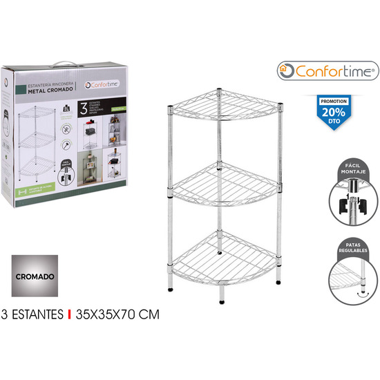 ESTANTERIA RINCONERA CROMADA 35X35X70 image 0