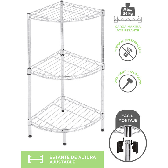 ESTANTERIA RINCONERA CROMADA 35X35X70 image 6