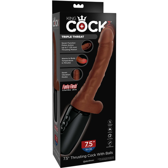 KING COCK PLUS TRIPLE THREAT - BROWN image 0