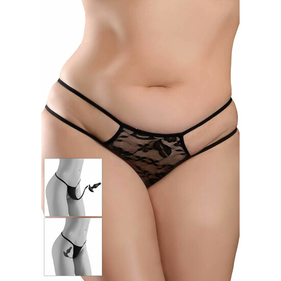 CROTCHLESS PLEASUREPEARL XL-2XL - BLACK image 0