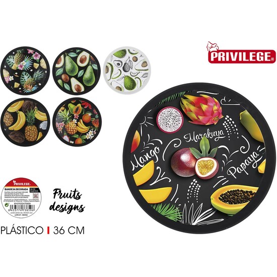 BANDEJA PLAST.DECOR.RED.36CM FRUITS PRIVILEGE image 0