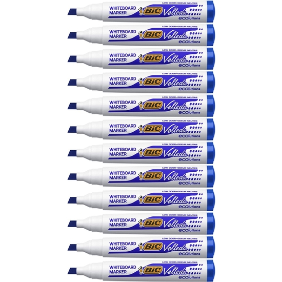 PACK 12 ROTULADOR VELLEDA PIZARRA ECO PUNTA BISEL AZUL image 1