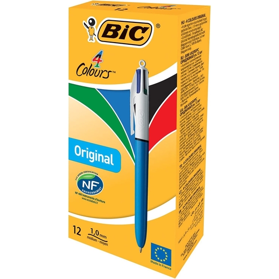 CAJA 12 BOLÍGRAFO BIC 4 COLORES CLÁSICO image 0