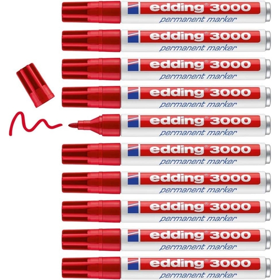 PACK 10 ROTULADOR EDDING 3000 PERMANENTE ROJO image 1