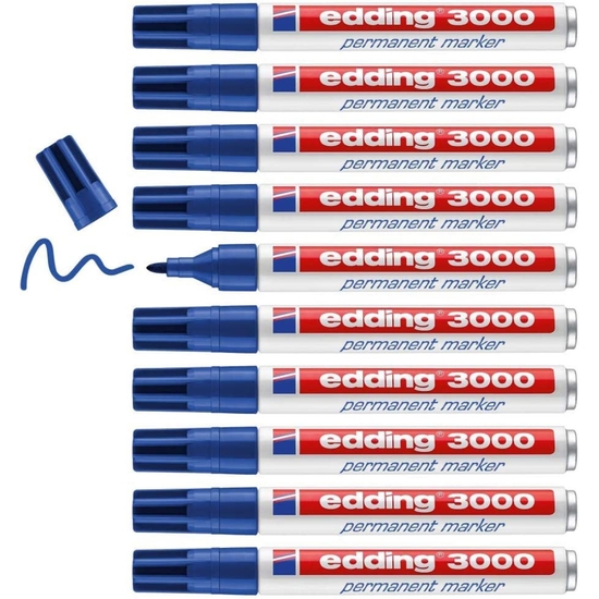 PACK 10 ROTULADOR EDDING 3000 PERMANENTE AZUL image 1