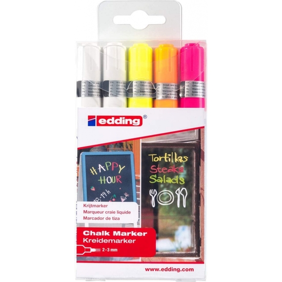 BOLSA 5 ROTULADORES TIZA COLORES EDDING image 0