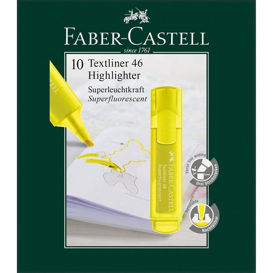 PACK 10 ROTULADORES FLUOR FABER-CASTELL AMARILLO image 0