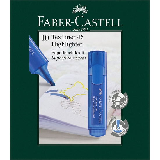 PACK 10 ROTULADOR FLUORESCENTE FABER-CASTELL AZUL image 0